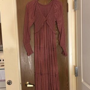 Chic Long Sleeve Maxi Dress in Rust